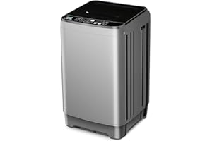 OOTDAY 15.6lbs Small Portable Washer, 2.3 Cu.ft Full Automatic Washing Machine with LED Display, with Drain Pump/10 Programs 8 Water Level Selections, Transparent Lid & LED Display