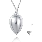 BEILIN Sterling Silver 925 Keepsake Urn Necklace - Always in My Heart Memorial Teardrop Cremation Jewelry for ashes