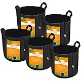 Set of 5 Pack 3 Gallons Grow Bags by Sonice,Aeration Fabric Pots With Handles