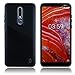 IDEA LINE Textured Embossed Lines Hard Plastic PC TPU Hybrid with Tempered Glass Screen Protector for Nokia 3.1 Plus - Black