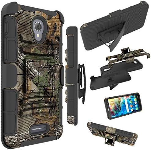 Alcatel Fierce 4 Case, Alcatel Allura Case / Pop 4 Plus Case, Zoeirc [Heavy Duty] Armor Shock Proof Dual Layer Cover with Kickstand &amp; Belt Clip Holster for Alcatel Fierce 4 / Allura/ Pop 4 (camo)