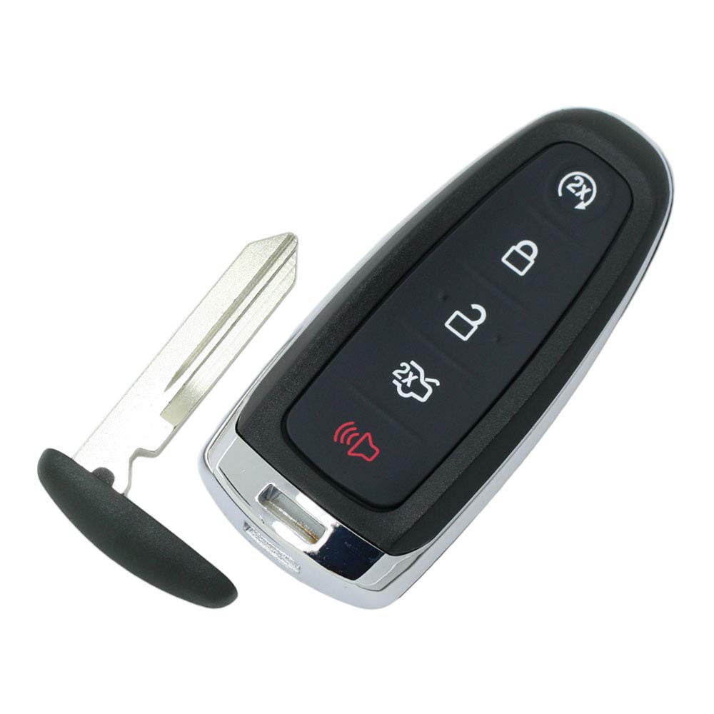 BROVACS Replacement Key Shell + Uncut Blank Emergency Insert Key Compatible with FORD Edge Escape Explorer MKS MKT 5 Button Smart Keyless Entry Remote Key Case Fob PG732