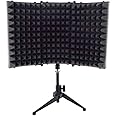 Pyle Sound Isolation Recording Booth Shield - 2" Thick Foldable Studio Microphone Dampening Filter Foam Cube, Audio Acoustic Noise Isolator Platform Pads w/ Wedgie Padding, Tripod Base Stand