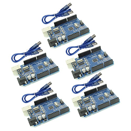 Optimus Electric 5pcs UNO R3 Micro Controller Board Compatible with Arduino with ATmega328P and CH340 Development Board for Arduino IDE with USB Cable by