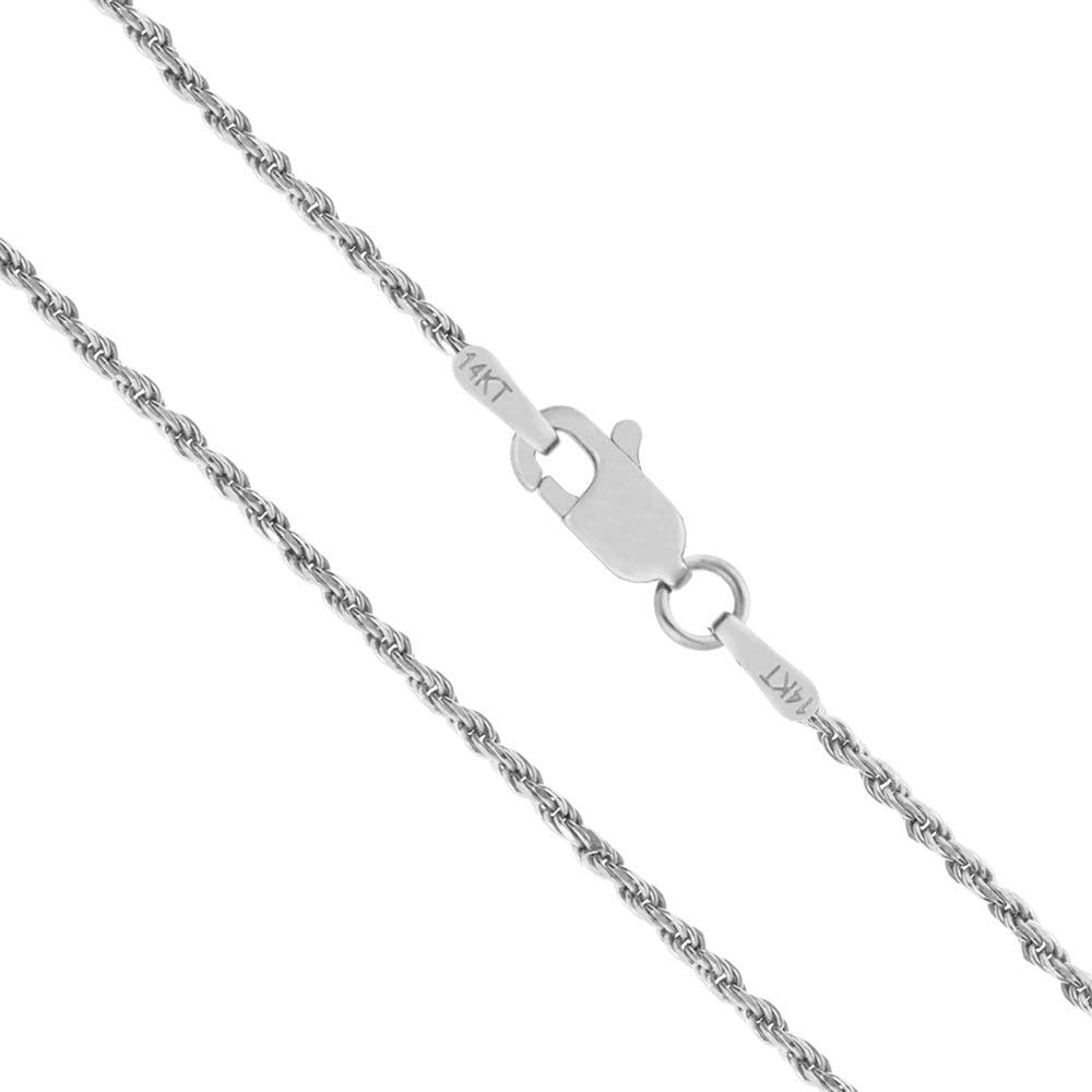 Fine 14k Rope Chain White Gold Men Women Teens Charm Pendant Necklace Jewelry Easter Gift