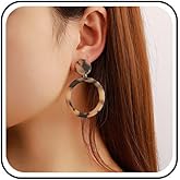 Sttiafay Acrylic Leopard Hoop Earrings Resin Circle Drop Earrings Geometry Round Acrylic Tortoise Earrings Round Disc Statement Earrings Jewelry for Women