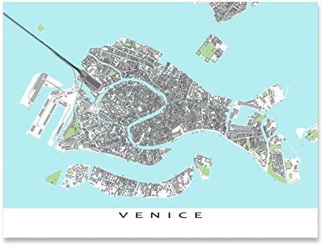 Venice Map Wall Art Print 8x10, Venice Italy Posters for Wall 24x36, Handmade Detailed Venice Art Wall Decor, Venezia Maps, Venice Souvenir Gifts by Maps As Art