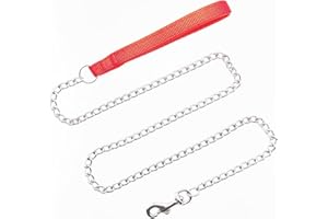 Chain Dog Leashes for Large Dogs Heavy Duty, Metal Dog Lead Durable Strong Chew Proof for Small Medium Large Breed Pet Dogs, 