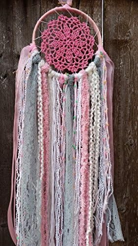 5 inch Pink, Grey and White Dreamcatcher