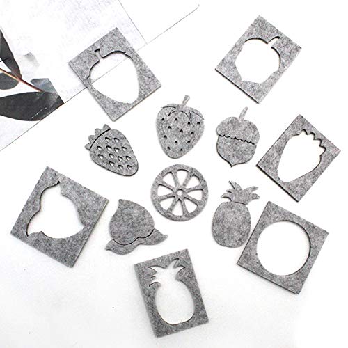 Shuohu 6Pcs 12 Fruit Head + 4 Geometry DIY Felt Mold Strawberry/Pineapple DIY Craft Applique Stencil Template 6pcs