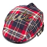 Voberry® Baby Boy Kids Toddler Plaid Beret Cabbie Flat Peaked Hat river Cap (A)