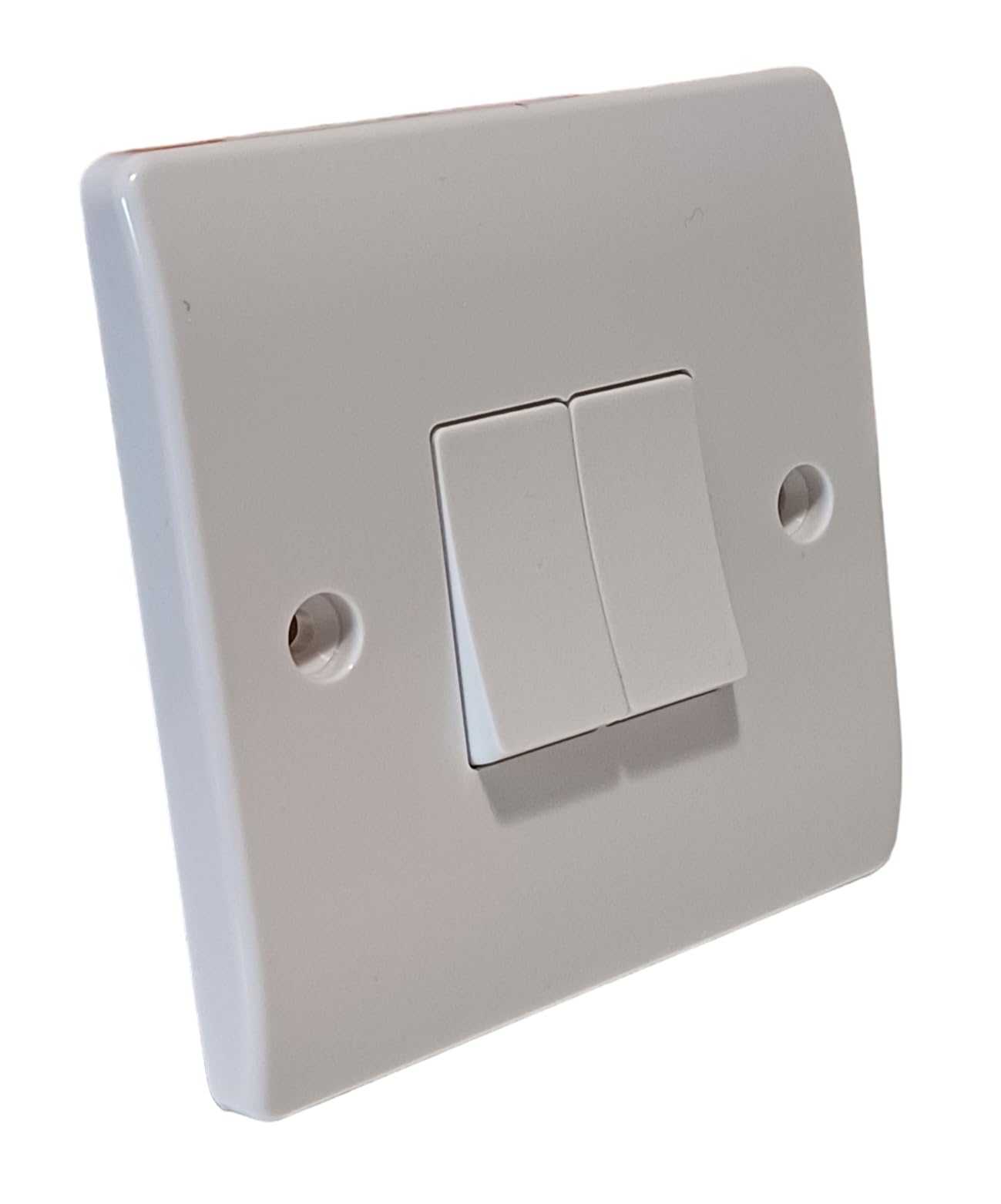 2 Gang Light Switch, White, Stylish and Robust, Curved Edge
