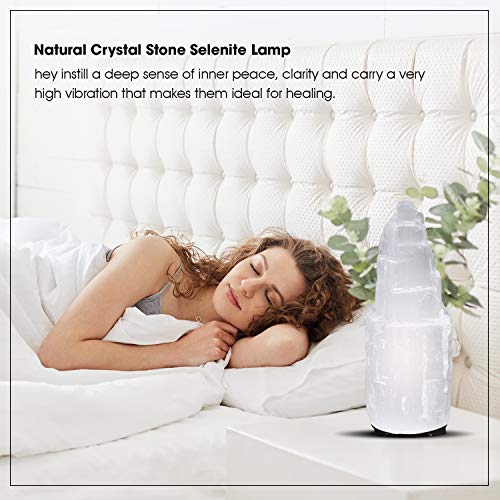 Himalayan Glow Selenite Crystal Lamp 20 cm Long, Hand Curved Natural White Crystal |Electric Cord with Dimmer Switch For… - Image 8