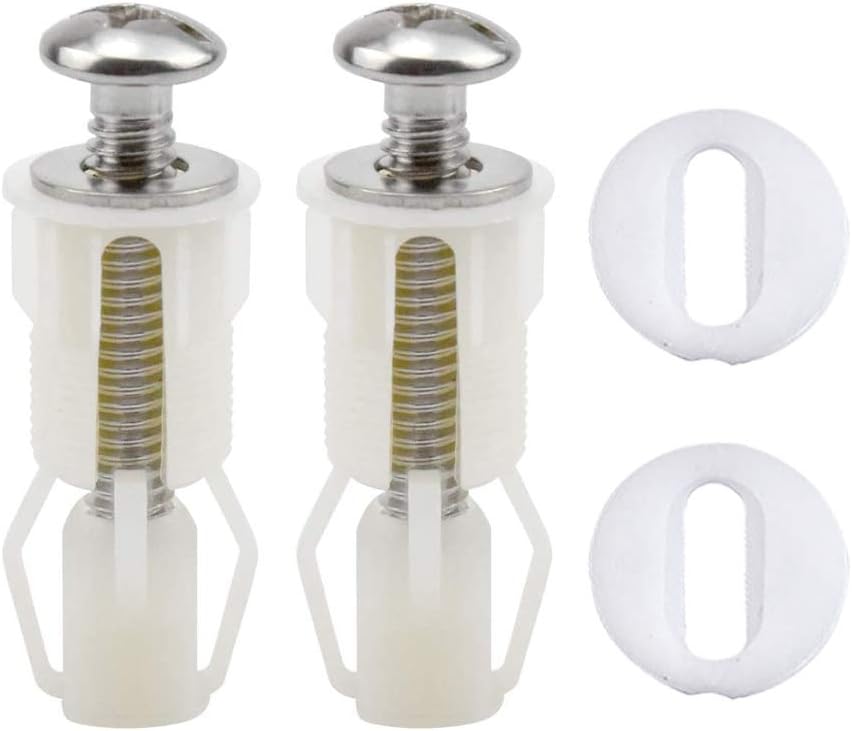Toilet Seat Screws,2 Pack Toilet Seat Hinges Blind Hole Fixings Universal Expanding Rubber Top Nuts Screws for Toilet Lid Cover White