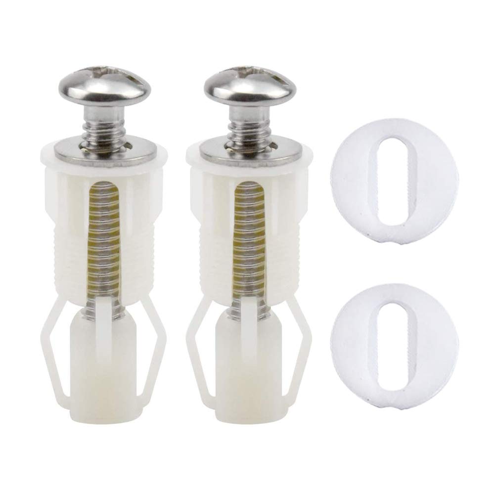 Toilet Seat Screws,2 Pack Toilet Seat Hinges Blind Hole Fixings Universal Expanding Rubber Top Nuts Screws for Toilet Lid Cover White