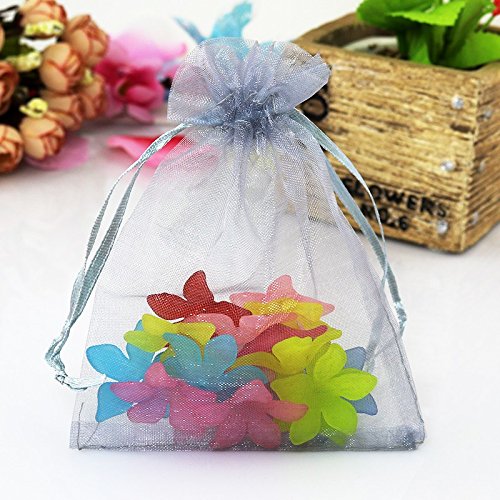 7X9cm 100pcs Organza Wedding Party Favor Decoration Gift Candy Sheer Bags Pouches-Color:Gray