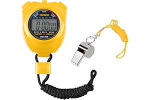 Vicloon LCD Digital Timeke,Sports Counter/Stopwatch Timer Portable with Stainless Steel Whistle,Applied to Running Football Basketball Swimming and Other Sports