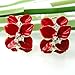 Navachi 18k Gold Plated Crystal Deep Red Enamel Leaves Flower Omega Earrings