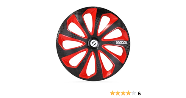 Sparco SPC1375BKRDC Juego de 4 Tapacubos Sicilia 13 Pulgadas Negro/Rojo/Carbonio