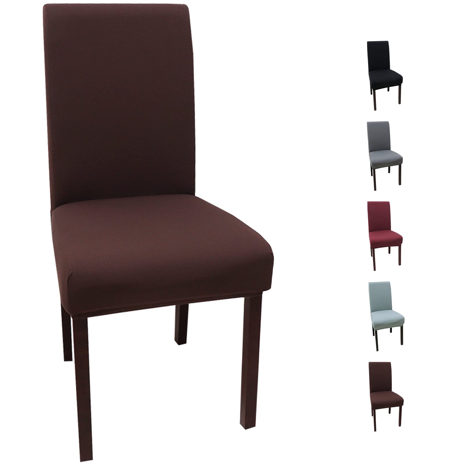 YUNSHANGHE 4 Pack Chair Seat Covers, Removable Washable Dining Chair Covers, Elastic Stretch Modern Chair Protective Cover, for Dining Room, Restaurant, Wedding, Hotel, Ceremony, Banquet (Brown)