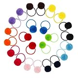 Candygirl 24 Pcs Girls Fluffy Ball Elastic Ties,Ball Ponytail Holders,Hair Bands,Hair Elastics,Value Set (fluffy ball 24pcs)