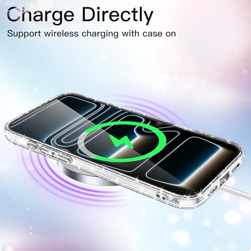 JETech Glitter Case for iPhone 17 Pro 6.3 Inch, Anti-Shock Bling Sparkle Case, Cute Shiny for Girls and Women (Transparent)