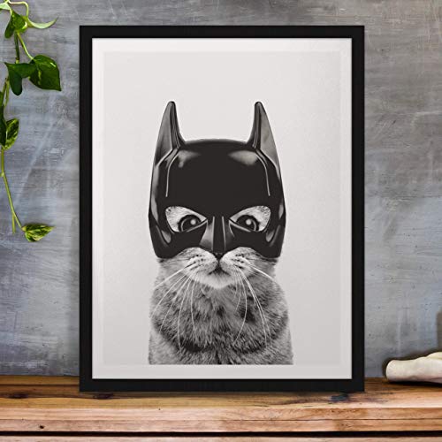 Batman Cat Super Hero Bedroom Decor - Fun and Cute Kids Bedroom Neutral Wall Decor - Children's Room & Nursery Prints - Art Print Poster Wall Decor 11x14 inches, Unframed - Thumbnail 3
