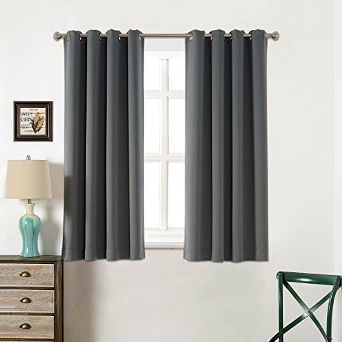 Sleep Well Curtains Blackout Toxic Free Energy Smart Thermal Insulated,52 W X 63 L Inch,Grommet Top,Set Of 2 Panels With Bonus Tie Back(Charcoal Grey)