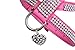 EXPAWLORER Dog Harness Genuine Leather Soft Padded Pet Sparkly Rhinestone Vest with Heart Pendant for Puppy Cat, Pink