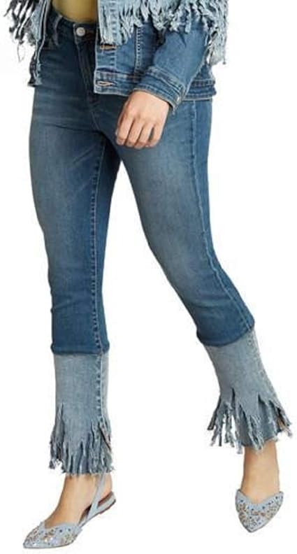 fringe denim pants