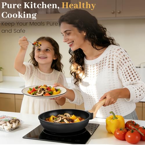 Colourcoco Pots and Pans Sets - 21 Pieces Non Stick Granite Coating Pans with Handles & Lids, Induction-Compatible Cooking Set with Utensils, Pads and Stockpot, Oven Safe