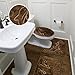 Bathroom Rug Mats Set 3 Piece - Memory Foam Extra Soft Shower Bath Rugs – Contour Mat and Lid Cover - Perfect Combination of Luxury and Comfort - Brown Dolphins