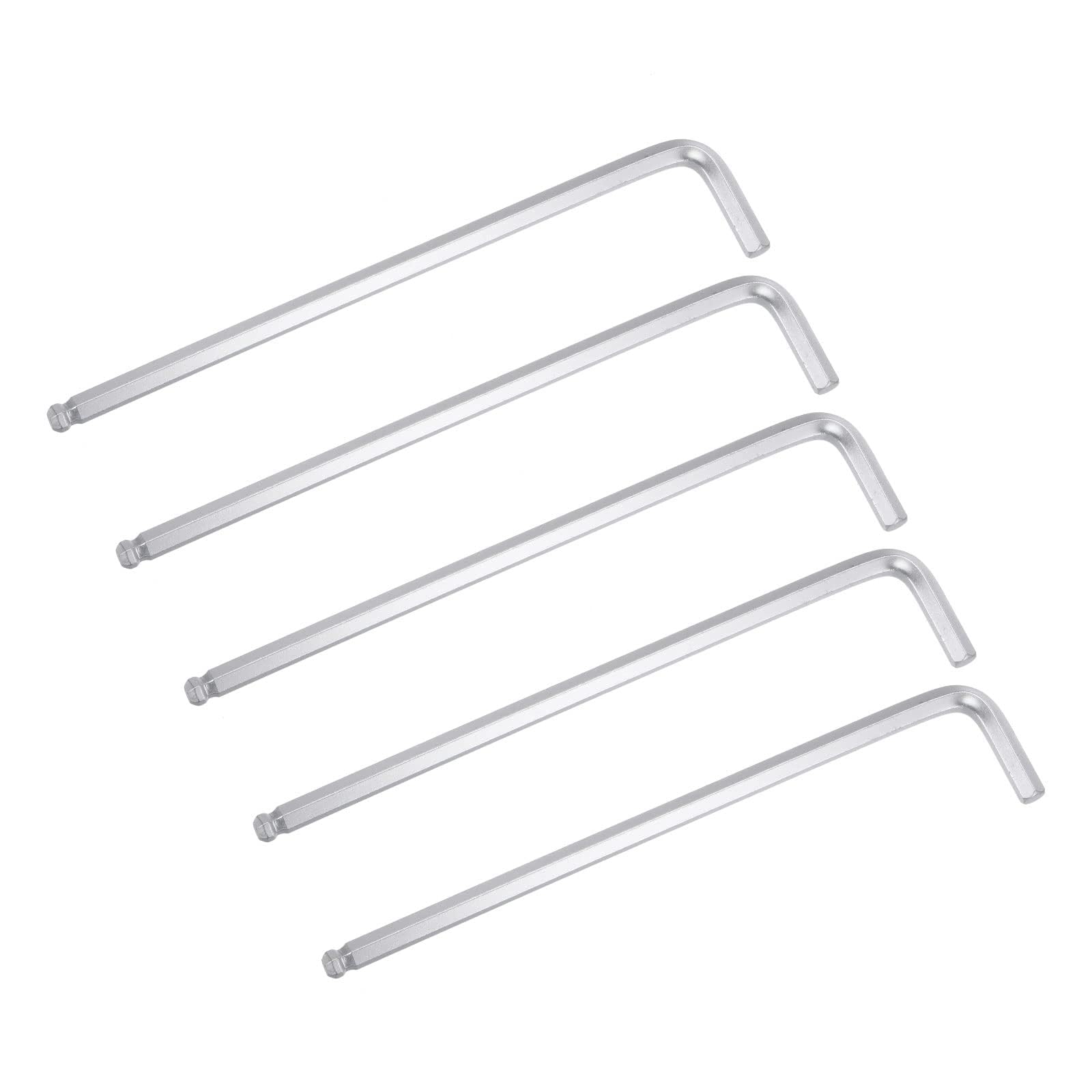 Unifizz 1/4" Ball End Hex Key Wrench, L Shaped Long Arm 40Cr Allen Wrench Repairing Tool, SAE 5 Pcs