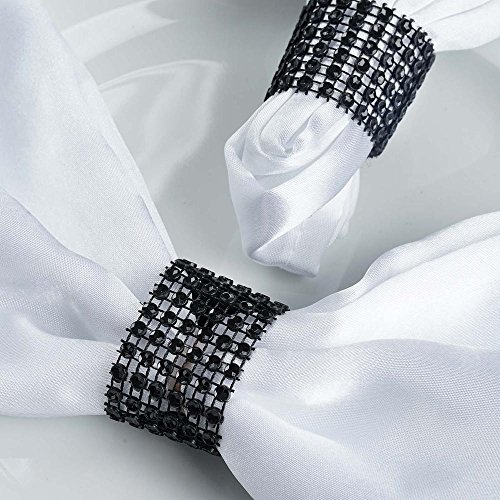 Aholta Design Black Diamond Rhinestone Napkin Ring Set Of 10