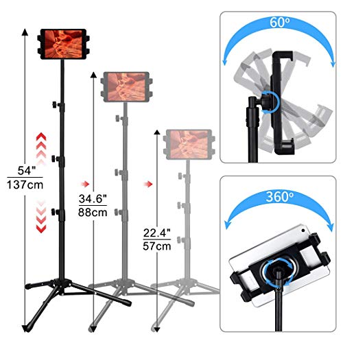 medla Phone Stand Tablet Holder: Floor Mobile Tripod for iPad Adjustable Lazy Arm Mount Overhead Cellphone Tripod for 4.7-12.9 Inch iPhone 13 Pro Samsung Tab iPad Mini Galaxy