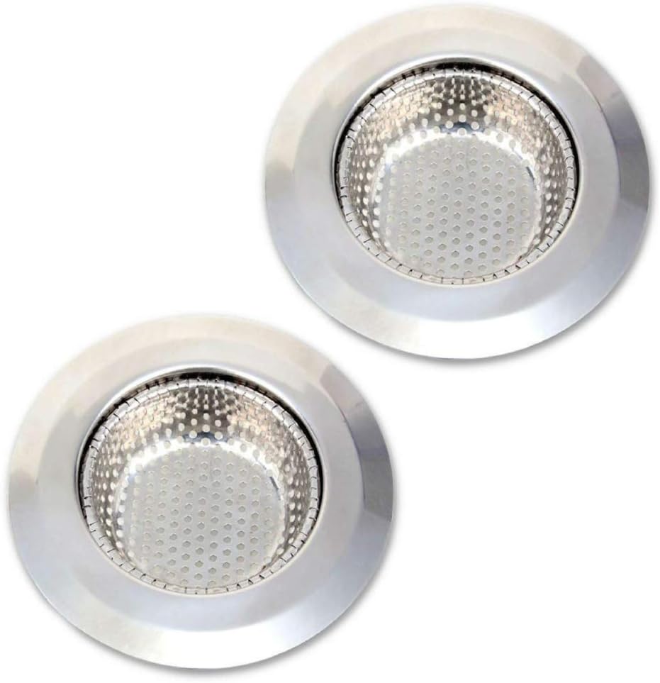 '2 x Stainless Steel Drain Sieve Set TKSTAR Sink Strainer Bath Basin