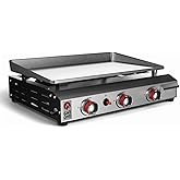 GasOne 26 In Flat Top Gas Grill with 3 Burners – Auto Ignition Propane – Premium Stainless Steel Body Tabletop with Pre Seaso