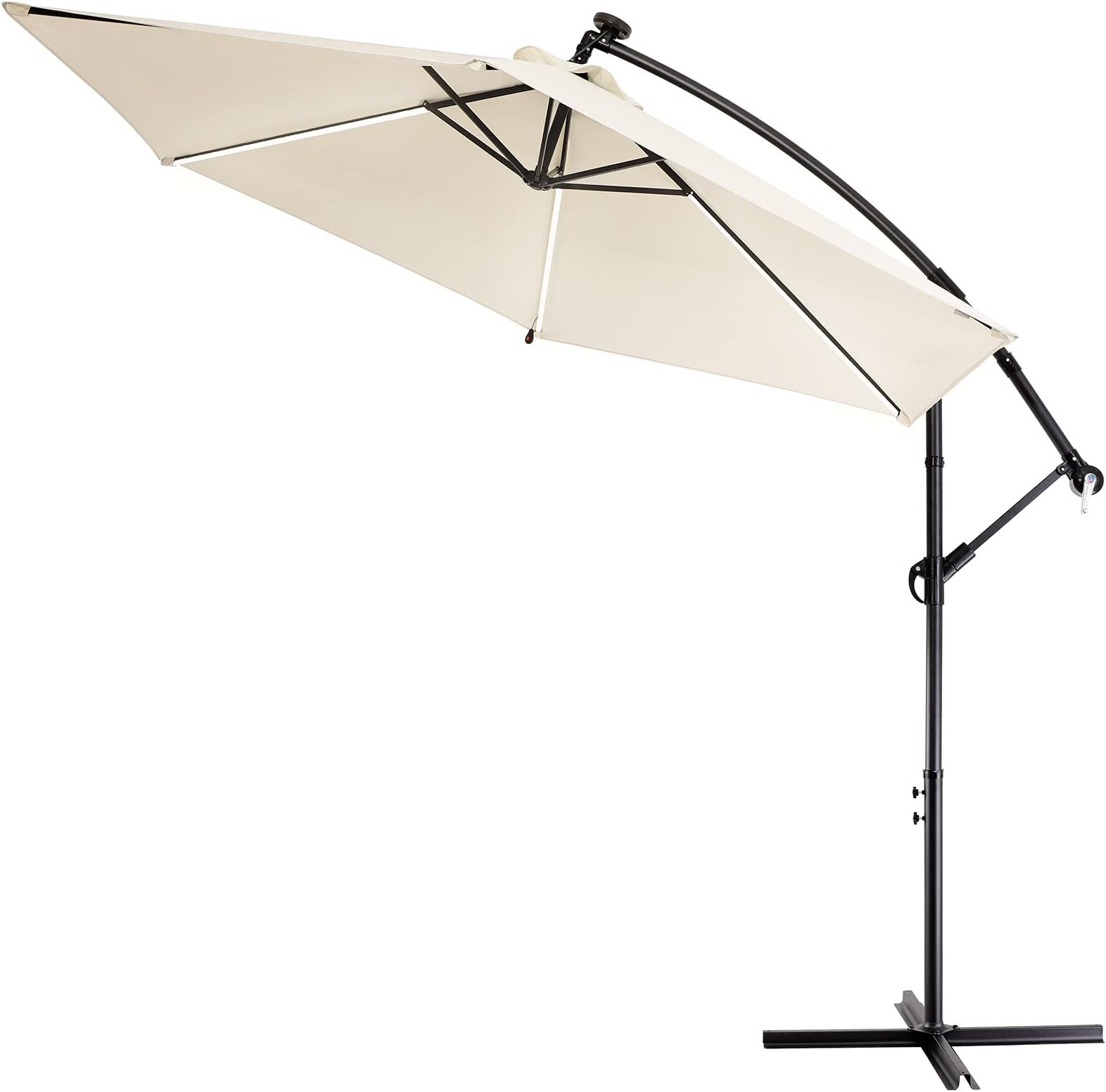 Kingsleeve Sun Parasol Lights Garden Patio Umbrella Banana Cantilever Hanging Crank Solar Aluminium LED Lighting 330cm