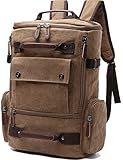 Canvas Backpack, Aidonger Vintage Canvas School Backpack Hiking Travel Rucksack Fits 15'' Laptop (Coffee)