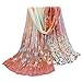 Datework Women Design Printed Silk Soft Chiffon Shawl Scarf (Coffee)