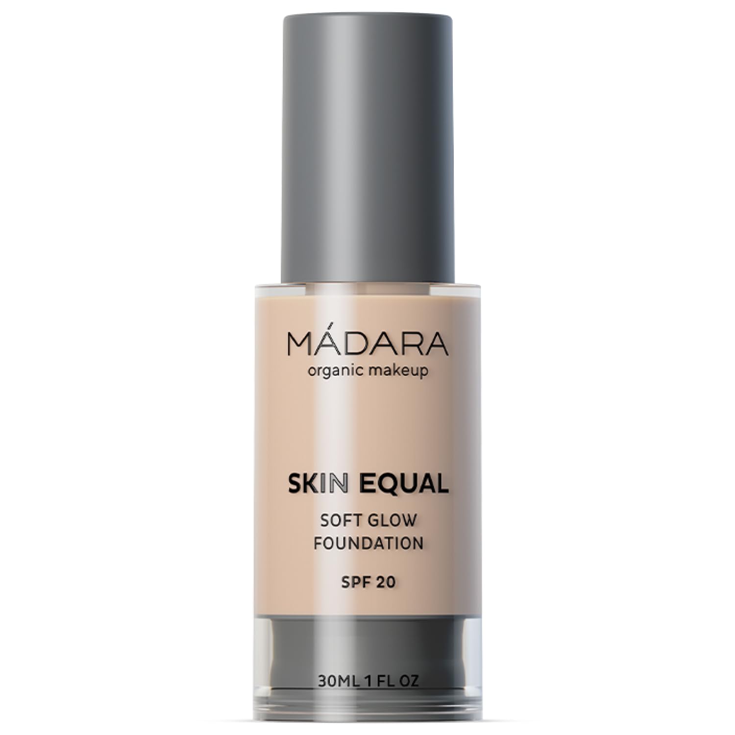 MÁDARA Organic Skincare | Skin Equal Soft Glow Foundation SPF20 PORCELAIN IVORY 10-30ml, Mineral foundation with hyaluronic acid, Buildable medium coverage, Dewy foundation, Vegan, COSMOS certified