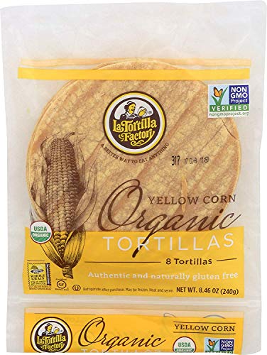 La Tortilla Factory Yellow Corn Organic Tortillas 4 Pack (32 Tortillas)