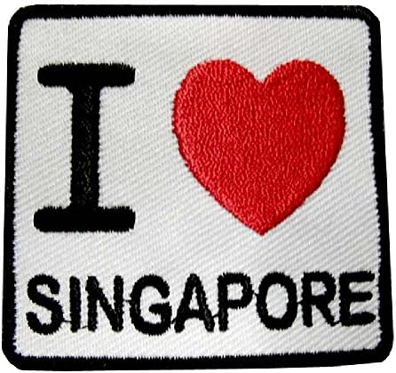 I Love Singapore Logo Jackets Bags Jeans Embroidered Iron on Patch Free Shipping
