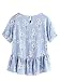MakeMeChic Women's Ruffle Hem Floral Blouse Short Sleeve Babydoll Top 1-Blue L