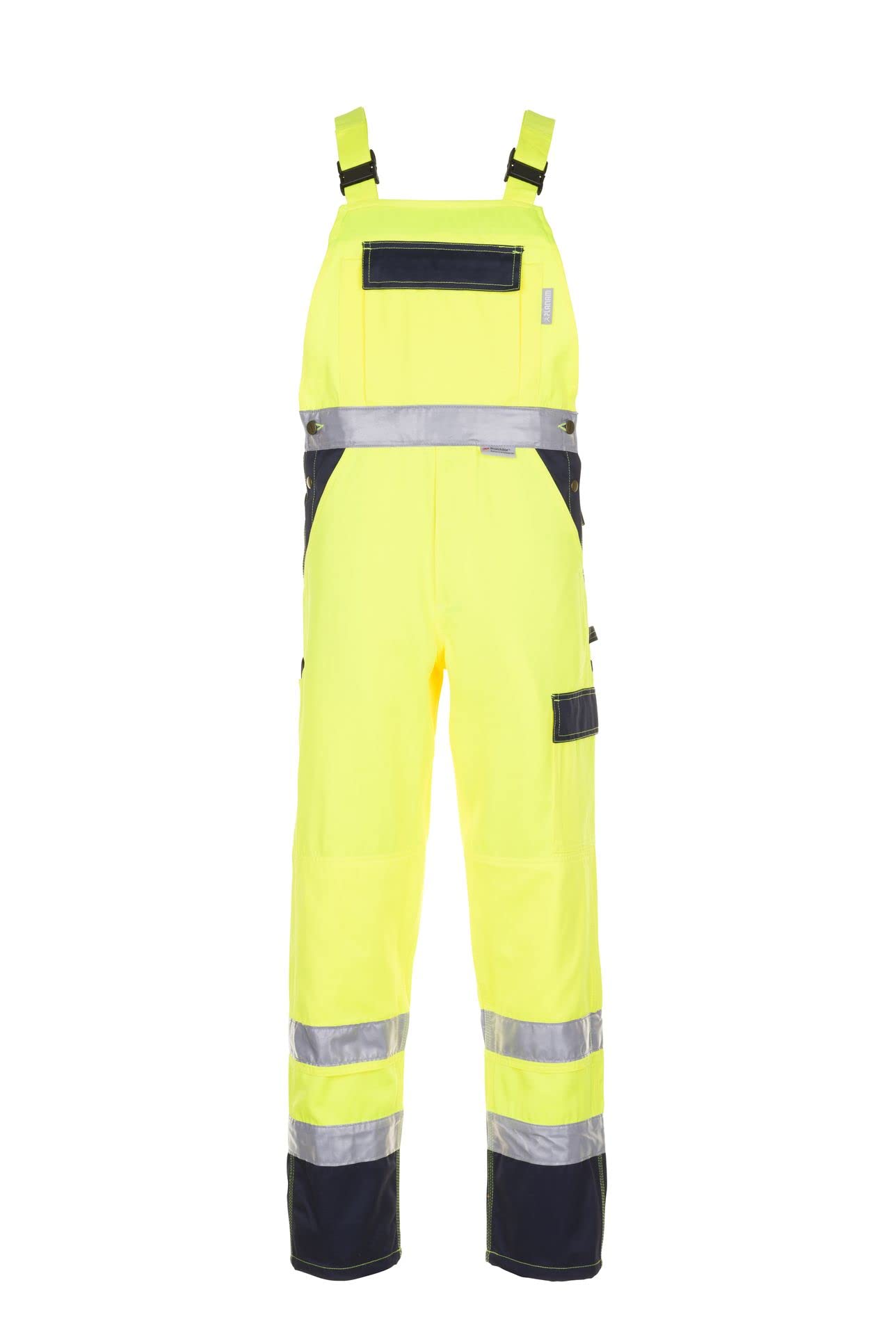 Planam 2027028 Size 28 "High Visible" Dungarees - Yellow/Marine Blue