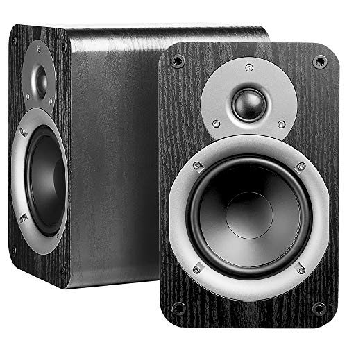 Nero Studio5 Dynamic Power Handling 100W Hi-Fi 5.25″ Bookshelf Speakers, Black Wood Grain Design, Pair