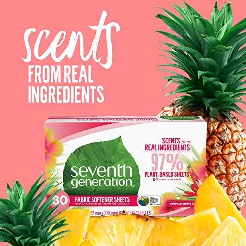 Seventh Generation Dryer Sheets Fabric Softener, Tropical Grove, 80
