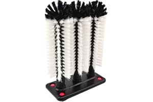 FUJIDENSO 3 Brush 10" High Bar Glass Washer with Suction Base for Sink Bar and Kitchen Top (3 Large Brushes), Water Bottle Beer Glass Wine Glass Cleaner Brush