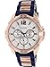 GUESS Comfortable Rose Gold-Tone + Iconic Blue Stain Resistant Silicone Strap with Day, Date + 24 Hour Military/Int'l Time. Color: Blue (Model: U0325L8)