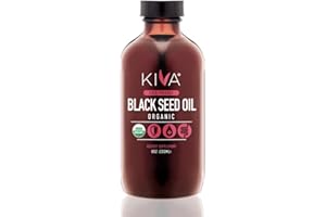 Kiva Organic Black Seed Oil - Ultra High 3X Thymoquinone (TQ), Cold-Pressed, 100% Turkish Nigella Sativa Seed Oil, All-Natural Non-GMO Supplement - Vegan, 8 oz (235 ml) Glass Bottle